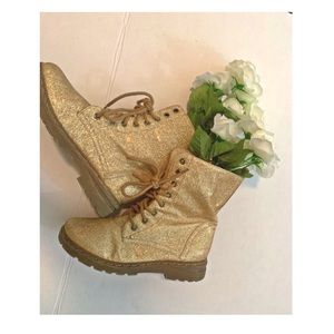 Gold Glitter Combat Boots! ✨